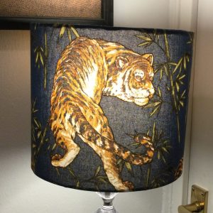 Tiger, Tiger, Drum Shade 20cm diameter x 18cm high. Free delivery.